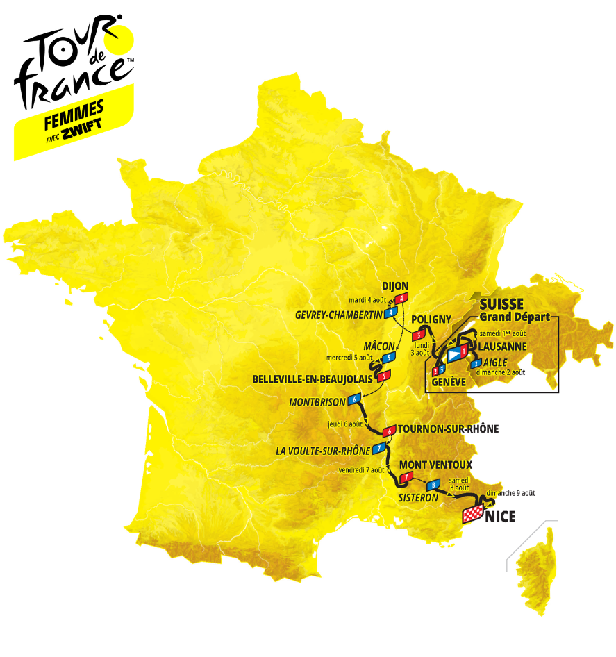 parcours tour de france femme 2026 carte